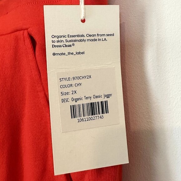 NWT MATE the Label Red Organic Terry Classic Jogger - 2X - Picture 3 of 8